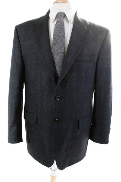 Lauren Ralph Lauren Mens Plaid Two Button Blazer Gray Wool Size 42 Regular