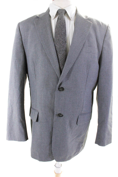 Merona Mens Pinstriped Two Button Blazer Jacket Gray Size 42 Regular