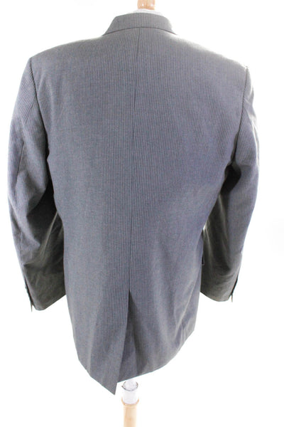Merona Mens Pinstriped Two Button Blazer Jacket Gray Size 42 Regular
