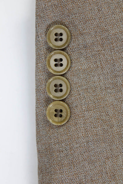 Turnbury Mens Silk Blernd Two Button Blazer Jacket Brown Size 40 Regular