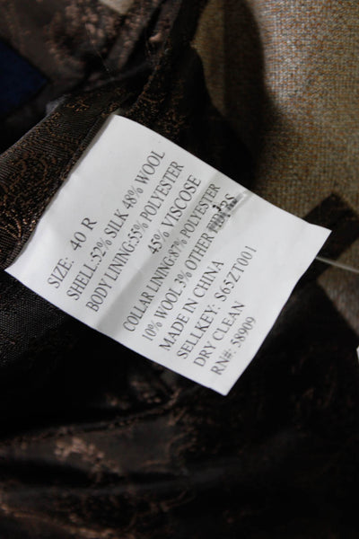 Turnbury Mens Silk Blernd Two Button Blazer Jacket Brown Size 40 Regular