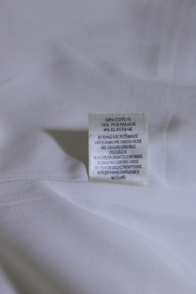 Ecru Womens Cotton Hook & Loop V-Neck Darted Long Sleeve Blazer White Size 12