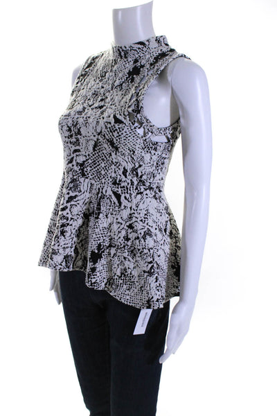 Free People Womens Cotton Sleeveless Cutout Flared Blouse Black & White Size S