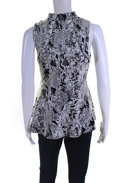 Free People Womens Cotton Sleeveless Cutout Flared Blouse Black & White Size S