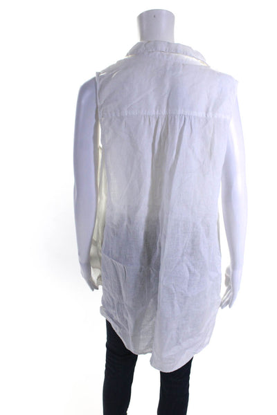 Sigrid Olsen Women's Collar Sleeveless Tunic Blouse White Size L