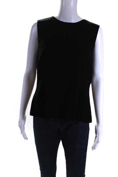 Dana Buchman Women's Scoop Neck Sleeveless Zip Blouse Black Size 14