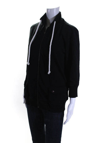 Sutton Studio Women's Long Sleeves Full Zip Pockets Jacket Black Size L