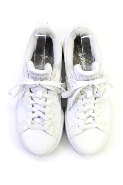 Adidas Womens Embossed Animal Print Patchwork Lace-Up Sneakers White Size 6.5