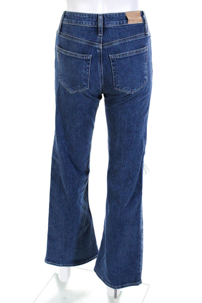 Paige Women's Mid Rise Medium Wash Distressed Bootcut Jeans Blue Size 23