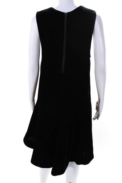 Free People Womens Back Zip Keyhole Velvet Shift Dress Black Size Small