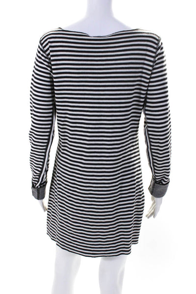 Calypso Saint Barth Womens Long Sleeve Striped Shirt Dress White Gray Medium