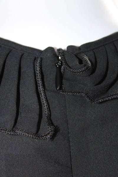 Delfi Womens Sleeveless Pleated V Neck Wide Leg Jumpsuit Black Size Small