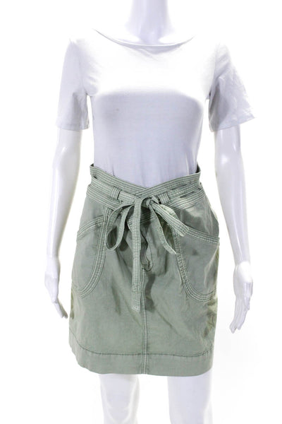 Pilcro and the Letterpress Anthropologie Womens Belted Pencil Skirt Green Size 6