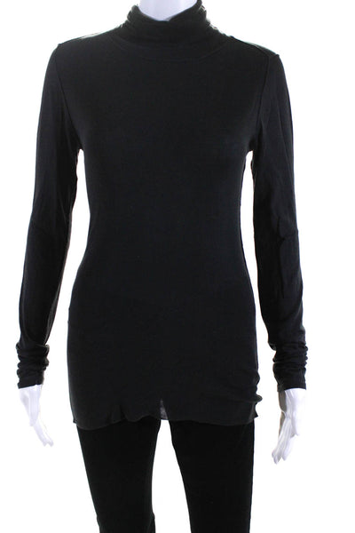 Inhabit Womens Long Sleeve Turtleneck Knit Tee Shirt Gray Cotton Size Medium