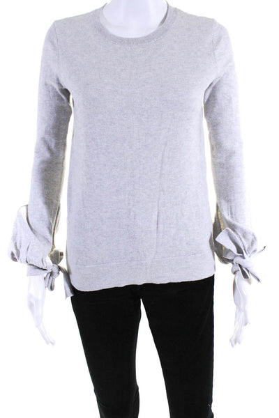 BCBG Max Azria Womens Jocelyn Puff Sleeve Crew Neck Sweater Gray Size XXS