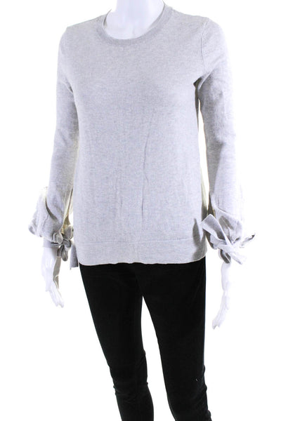 BCBG Max Azria Womens Jocelyn Puff Sleeve Crew Neck Sweater Gray Size XXS