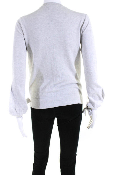 BCBG Max Azria Womens Jocelyn Puff Sleeve Crew Neck Sweater Gray Size XXS