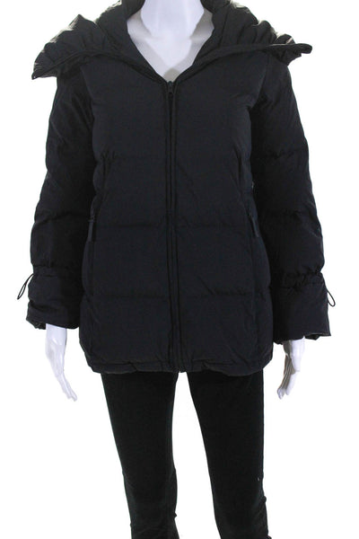 Cole Haan Grand.OS Womens Down Filled Hooded Puffer Coat Jacket Black Size XS