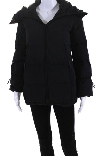 Cole Haan Grand.OS Womens Down Filled Hooded Puffer Coat Jacket Black Size XS
