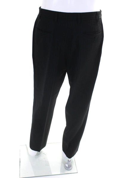 Calvin Klein Mens Wool Pinstripe Three Button Long Sleeve Pantsuit Black Size 41