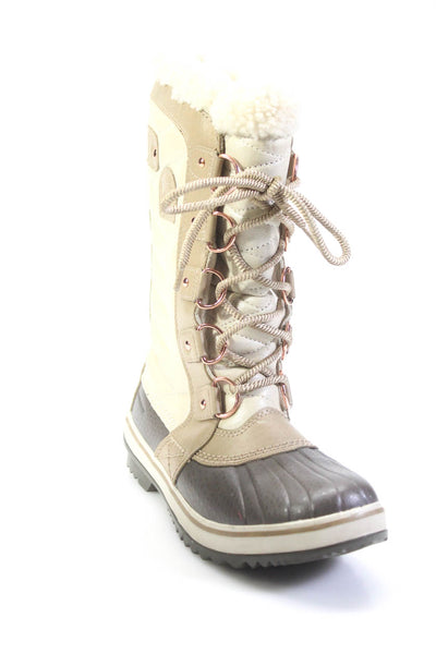 Sorel Womens Waterproof Lace Up Color Block Winter Snow Boots Beige Size 6