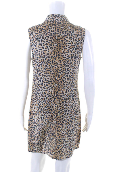 Equipment Femme Womens 100% Silk Leopard Print Tank Dress Brown Gray Size XS