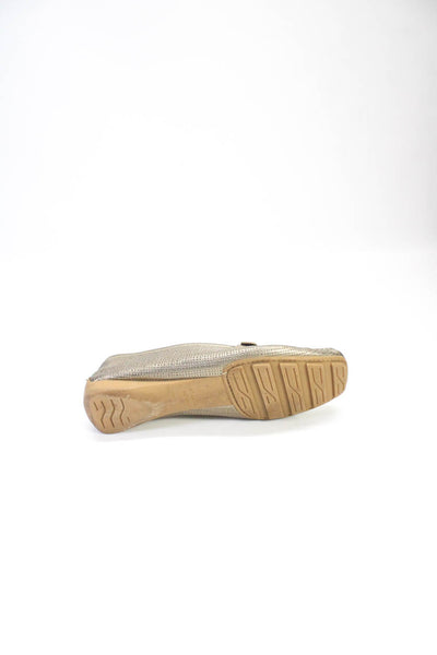 Stuart Weitzman Womens Leather Slide On Loafers Gold Size 7.5 Medium