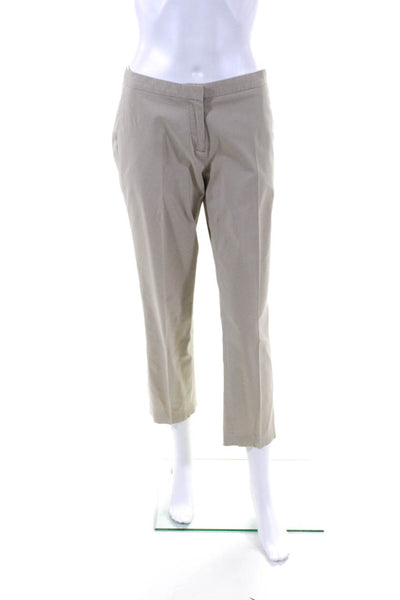 Theory Womens Cotton Cropped Low Rise Straight Leg Capri Pants Beige Size 4