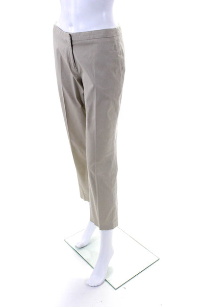 Theory Womens Cotton Cropped Low Rise Straight Leg Capri Pants Beige Size 4