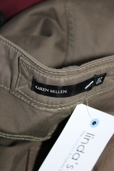 Karen Millen Womens Solid Olive Green Cotton Mid-Rise Skinny Leg Pants Size 6