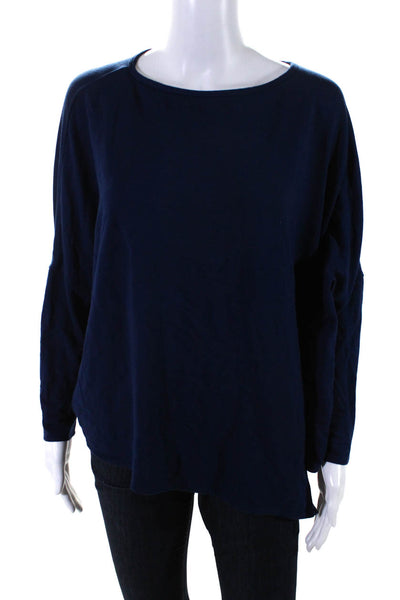 Helmut Lang Women's 3/4 Sleeve Oversized Pullover Sweater Blue Size S