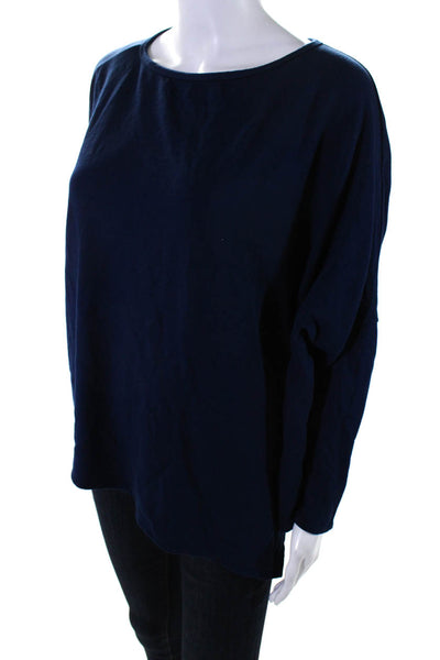 Helmut Lang Women's 3/4 Sleeve Oversized Pullover Sweater Blue Size S