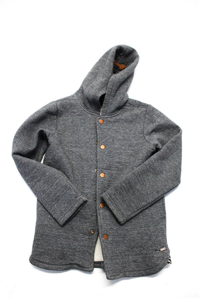 Scotch Shrunk Boys Cotton Long Sleeve Button Up Hooded Jacket Gray Size 10
