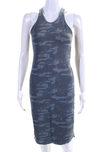Monrow Womens Cotton Camouflage Print Sleeveless Tank Top Dress Gray Size S