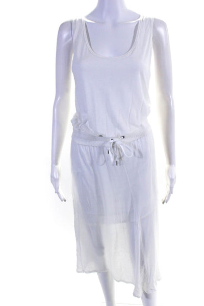 Helmut Lang Womens Ruche Drawstring Tie Pullover Empire Waist Dress White Size S