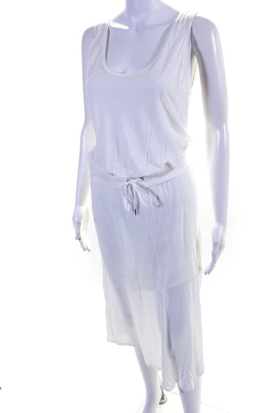 Helmut Lang Womens Ruche Drawstring Tie Pullover Empire Waist Dress White Size S