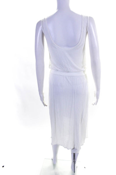 Helmut Lang Womens Ruche Drawstring Tie Pullover Empire Waist Dress White Size S