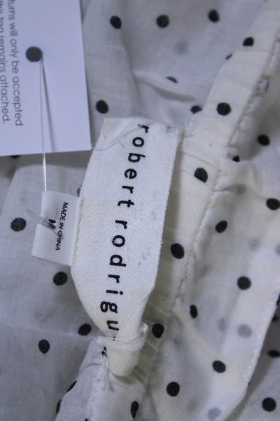 Robert Rodriguez Women's Cotton Polka Dot Off Shoulder Blouse White Size M
