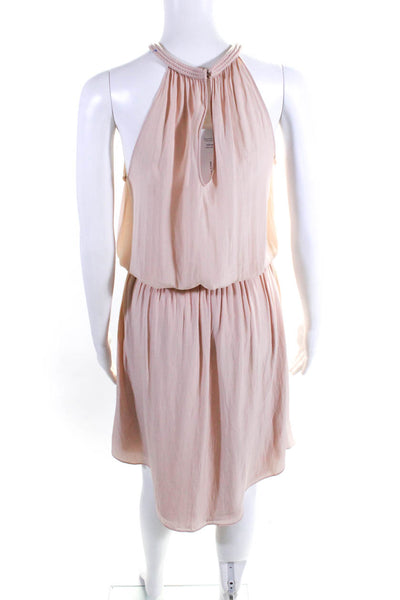 Ramy Brook Womens Sleeveless Braided Trim Smocked Waist Dress Pale Pink Size XS