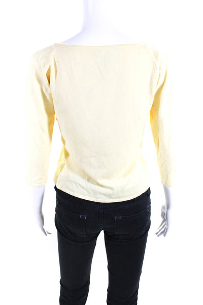 White + Warren Womens Long Sleeves V Neck Sweater Yellow Size Medium