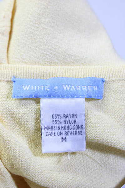 White + Warren Womens Long Sleeves V Neck Sweater Yellow Size Medium