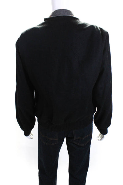Dash Men's Wool Blend Mock Neck Zip Up Short Coat Black Size 42