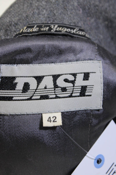 Dash Men's Wool Blend Mock Neck Zip Up Short Coat Black Size 42