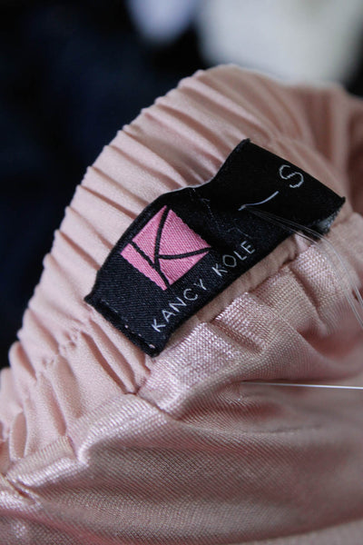 Nancy Kole Women's Elastic Waist Pleated Flare Lined Midi Skirt Pink Size S
