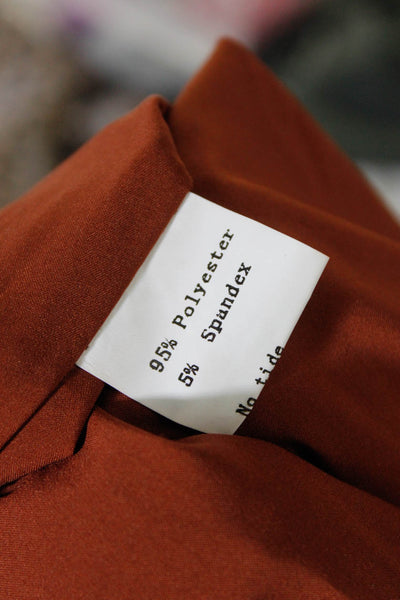 Ivee Women's Elastic Waist Line Flare Tiered Midi Skirt Brown Size M