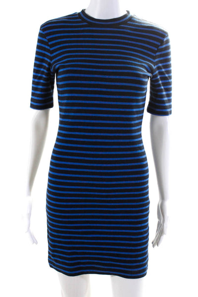 T Alexander Wang Womens Striped Half Sleeved T Shirt Dress Blue Black Size S