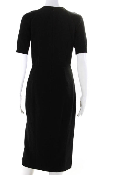 Altuzarra Womens Woven Wool Short Sleeve Side Slit Pencil Dress Black Size 34