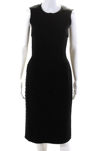 Dolce and Gabbana Womens Woven Knit Sleeveless Midi Pencil Dress Black Size S