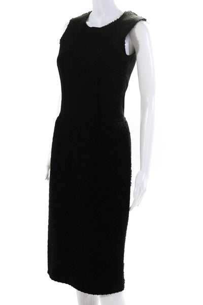 Dolce and Gabbana Womens Woven Knit Sleeveless Midi Pencil Dress Black Size S