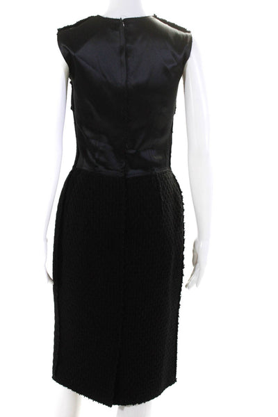 Dolce and Gabbana Womens Woven Knit Sleeveless Midi Pencil Dress Black Size S